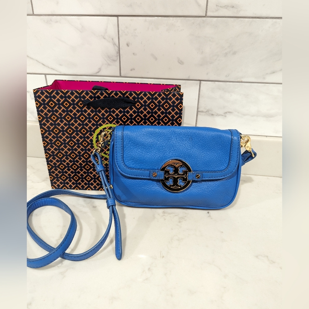 Tory Burch Cobalt Blue Leather Crossbody Bag